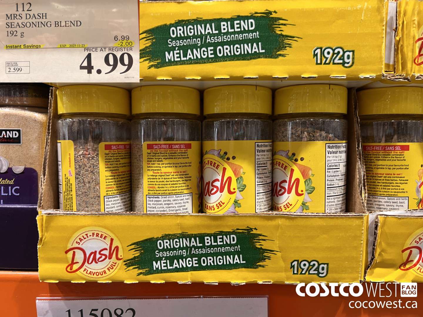 112 MRS DASH SEASONING BLEND 192 g ($2.00 INSTANT SAVINGS EXPIRES ON 2025-11-23) $4.99