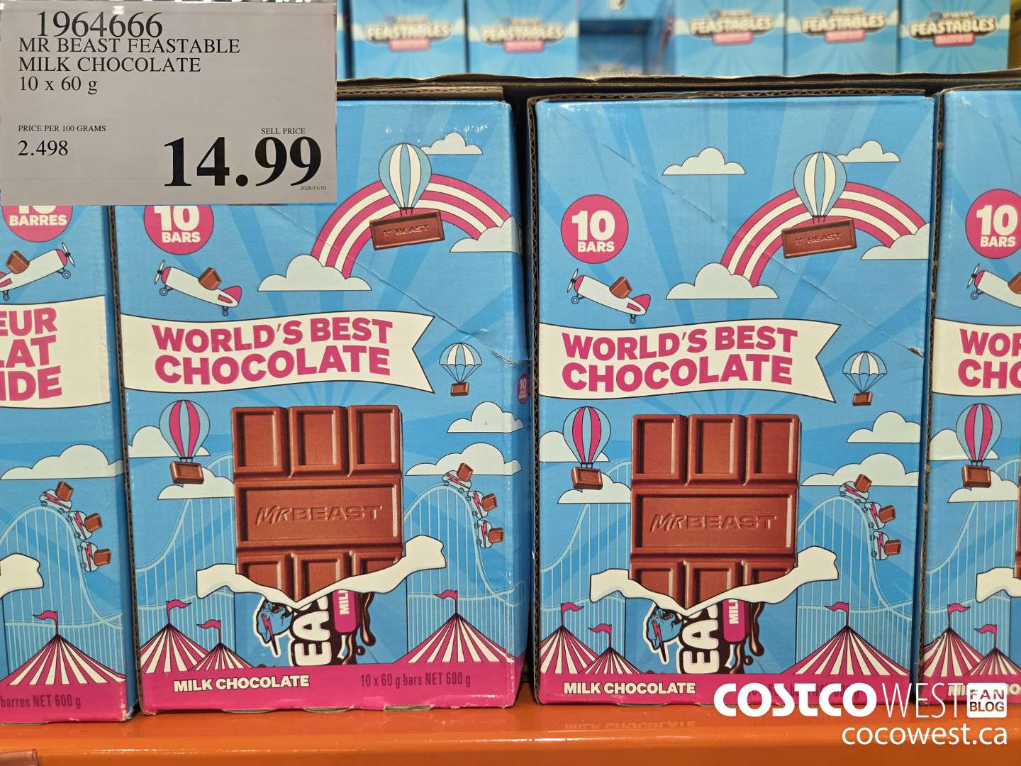 1964666 MR BEAST FEASTABLE MILK CHOCOLATE 10 x 60 g $14.99