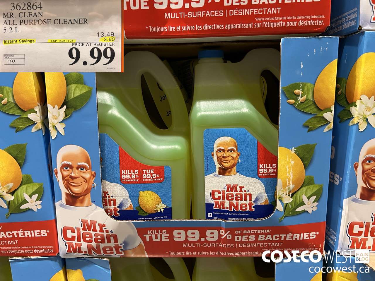 362864 MR. CLEAN ALL PURPOSE CLEANER 5.2 L ($3.50 INSTANT SAVINGS EXPIRES ON 2025-11-23) $9.99