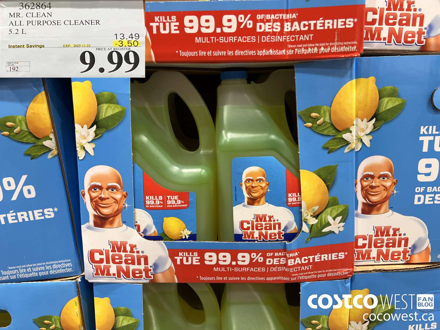 362864 MR. CLEAN ALL PURPOSE CLEANER 5.2 L ($3.50 INSTANT SAVINGS EXPIRES ON 2025-11-23) $9.99