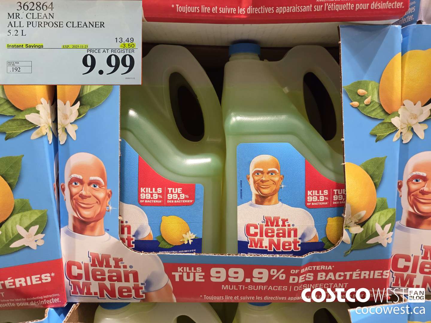 362864 MR. CLEAN ALL PURPOSE CLEANER 5.2 L ($3.50 INSTANT SAVINGS EXPIRES ON 2025-11-23) $9.99