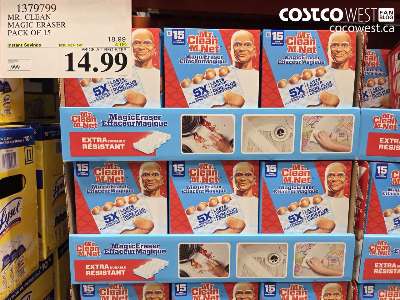 1379799 MR. CLEAN MAGIC ERASER VARIETY PACK PACK OF 15 ($4.00 INSTANT SAVINGS EXPIRES ON 2025-12-07) $14.99