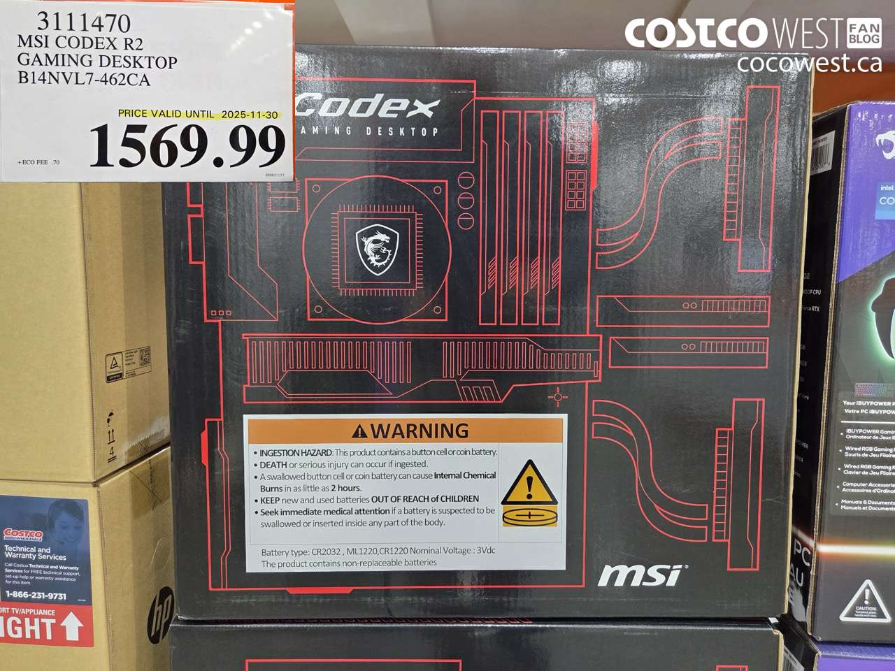 3111470 MSI CODEX R2 GAMING DESKTOP B14NVL7-462CA ($100.00 INSTANT SAVINGS EXPIRES ON 2025-11-30) $1569.99