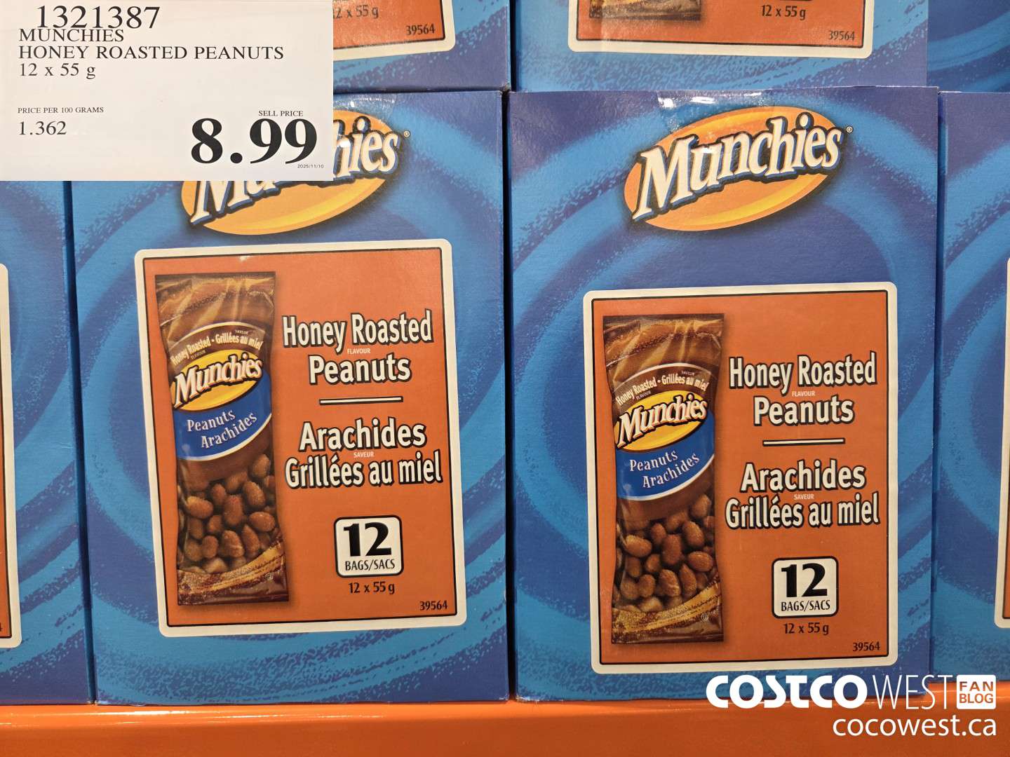 1321387 MUNCHIES HONEY ROASTED PEANUTS 12 x 55g $8.99