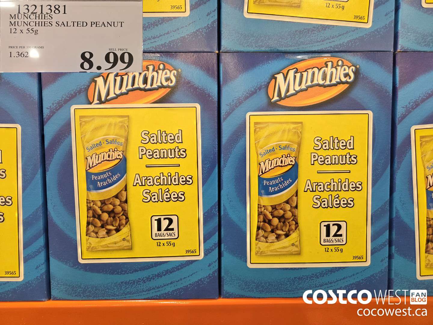 1321381 MUNCHIES MUNCHIES SALTED PEANUT 12 x 55g $8.99