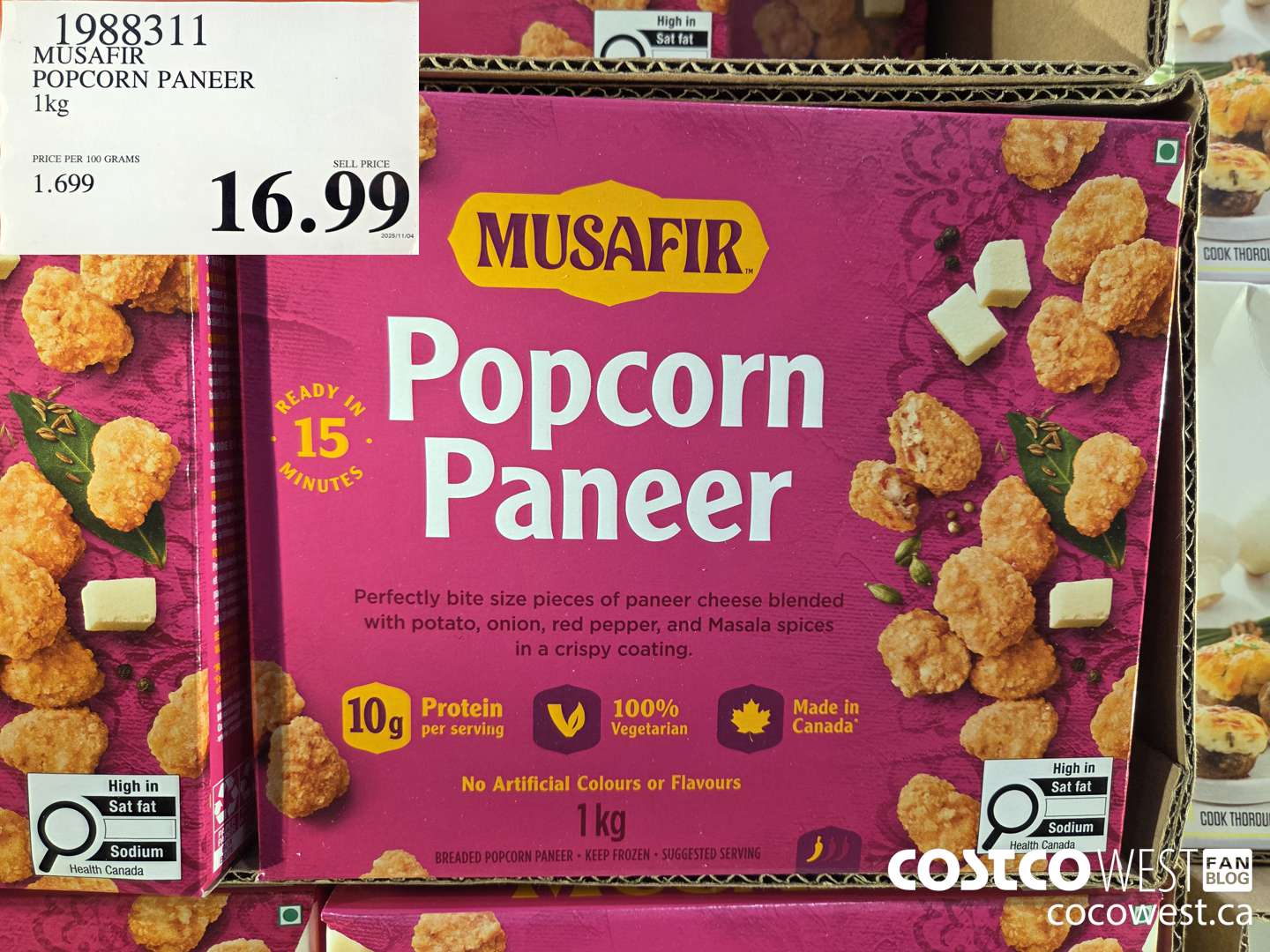 1988311 MUSAFIR POPCORN PANEER 1KG $16.99