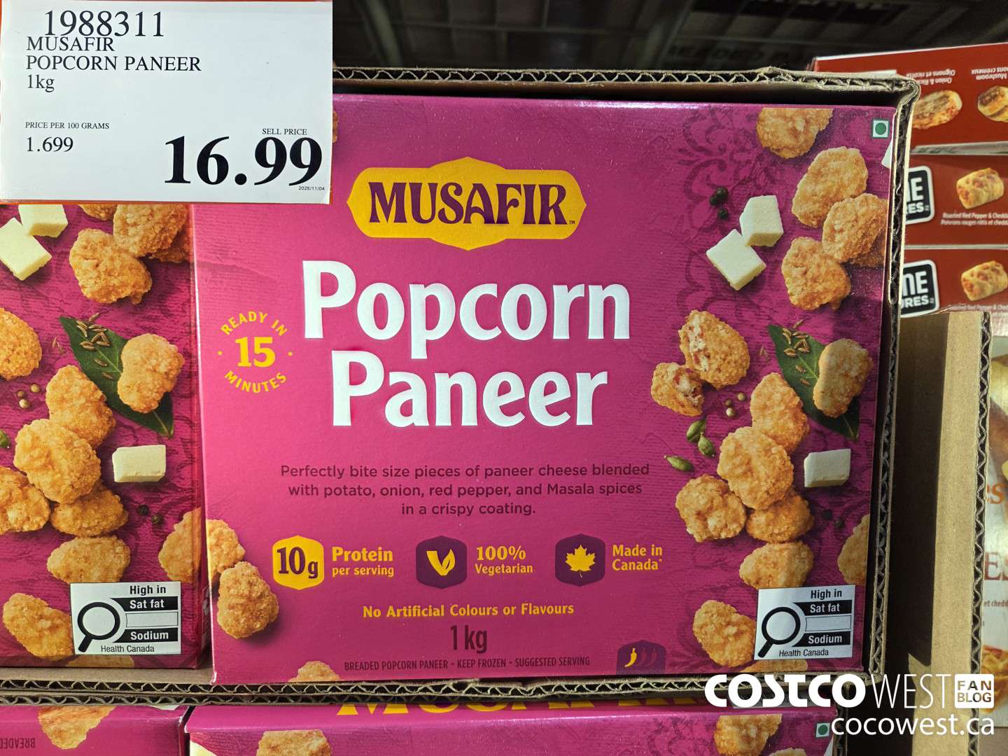 1988311 MUSAFIR POPCORN PANEER 1KG $16.99