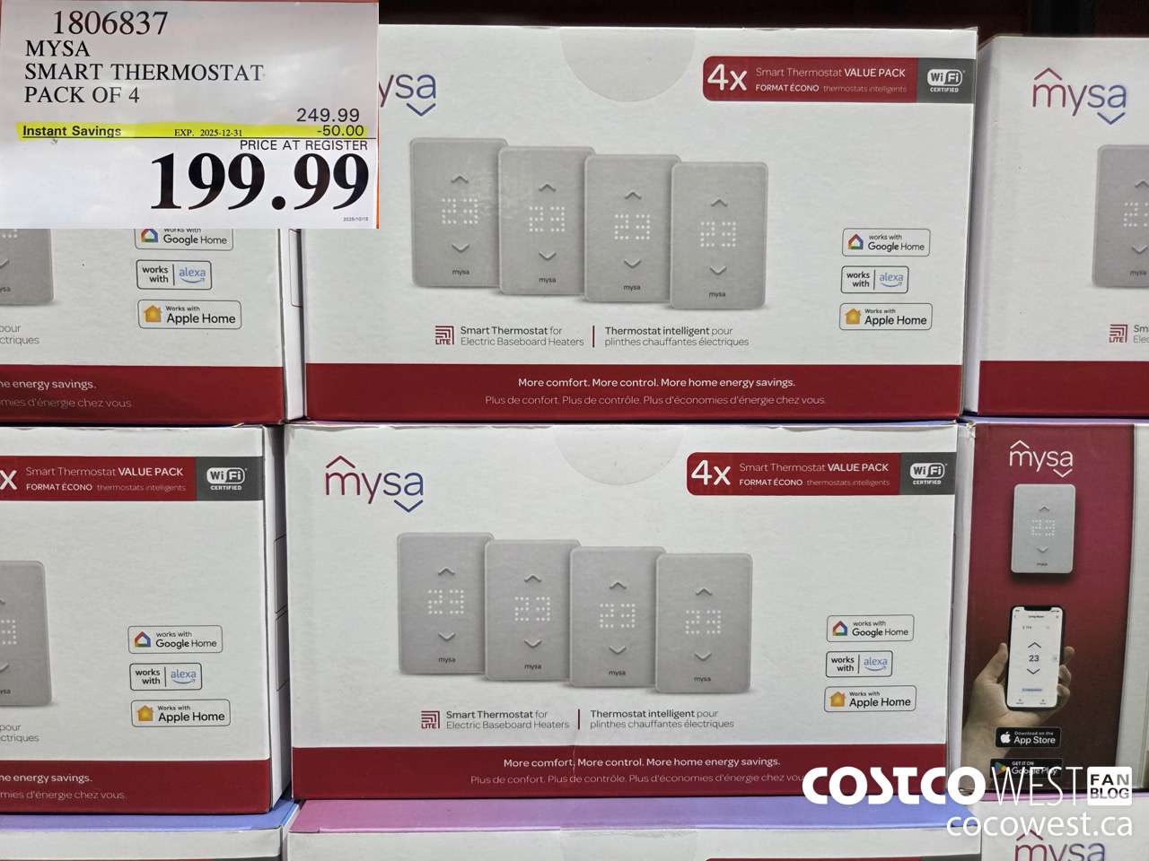 1806837 MYSA SMART THERMOSTAT PACK OF 4 ($50.00 INSTANT SAVINGS EXPIRES ON 2025-12-31) $199.99