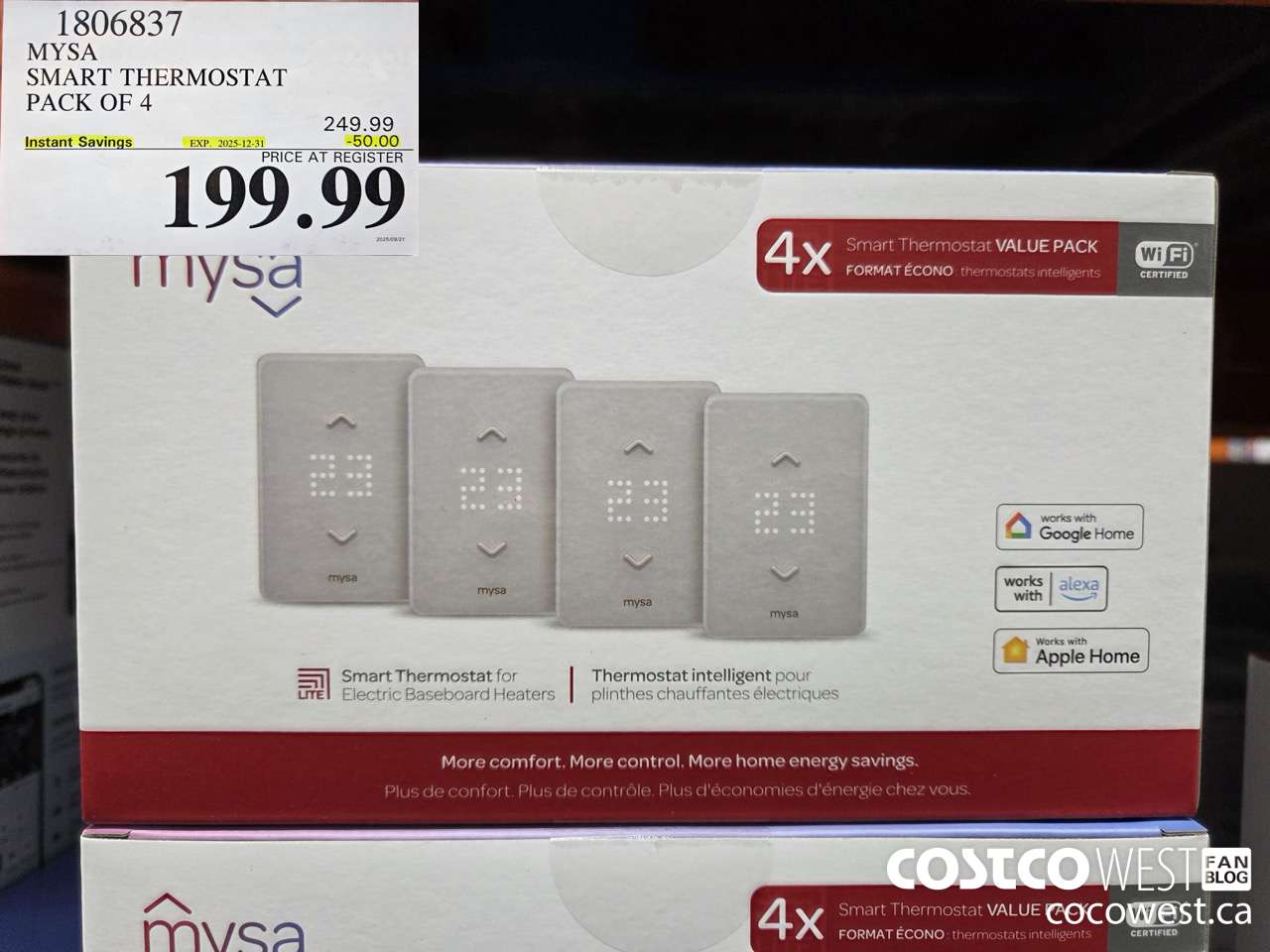 1806837 MYSA SMART THERMOSTAT PACK OF 4 ($50.00 INSTANT SAVINGS EXPIRES ON 2025-12-31) $199.99