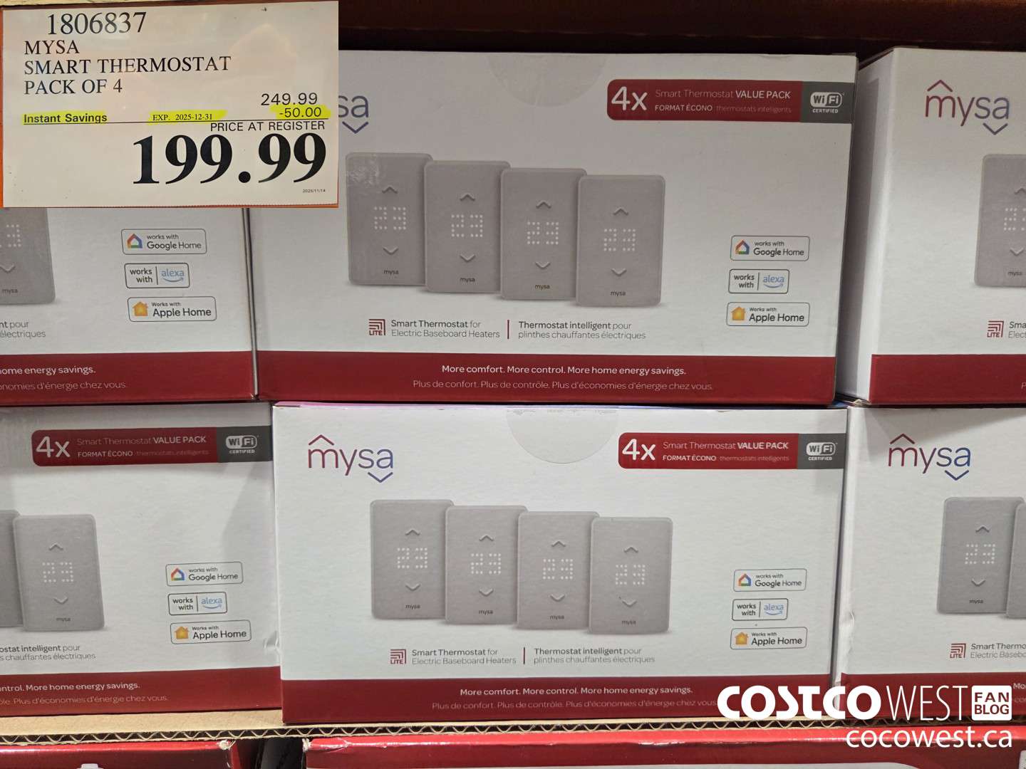 1806837 MYSA SMART THERMOSTAT PACK OF 4 ($50.00 INSTANT SAVINGS EXPIRES ON 2025-12-31) $199.99
