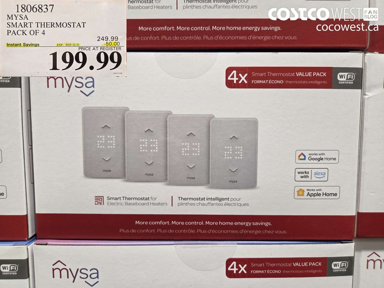1806837 MYSA SMART THERMOSTAT PACK OF 4 ($50.00 INSTANT SAVINGS EXPIRES ON 2025-12-31) $199.99