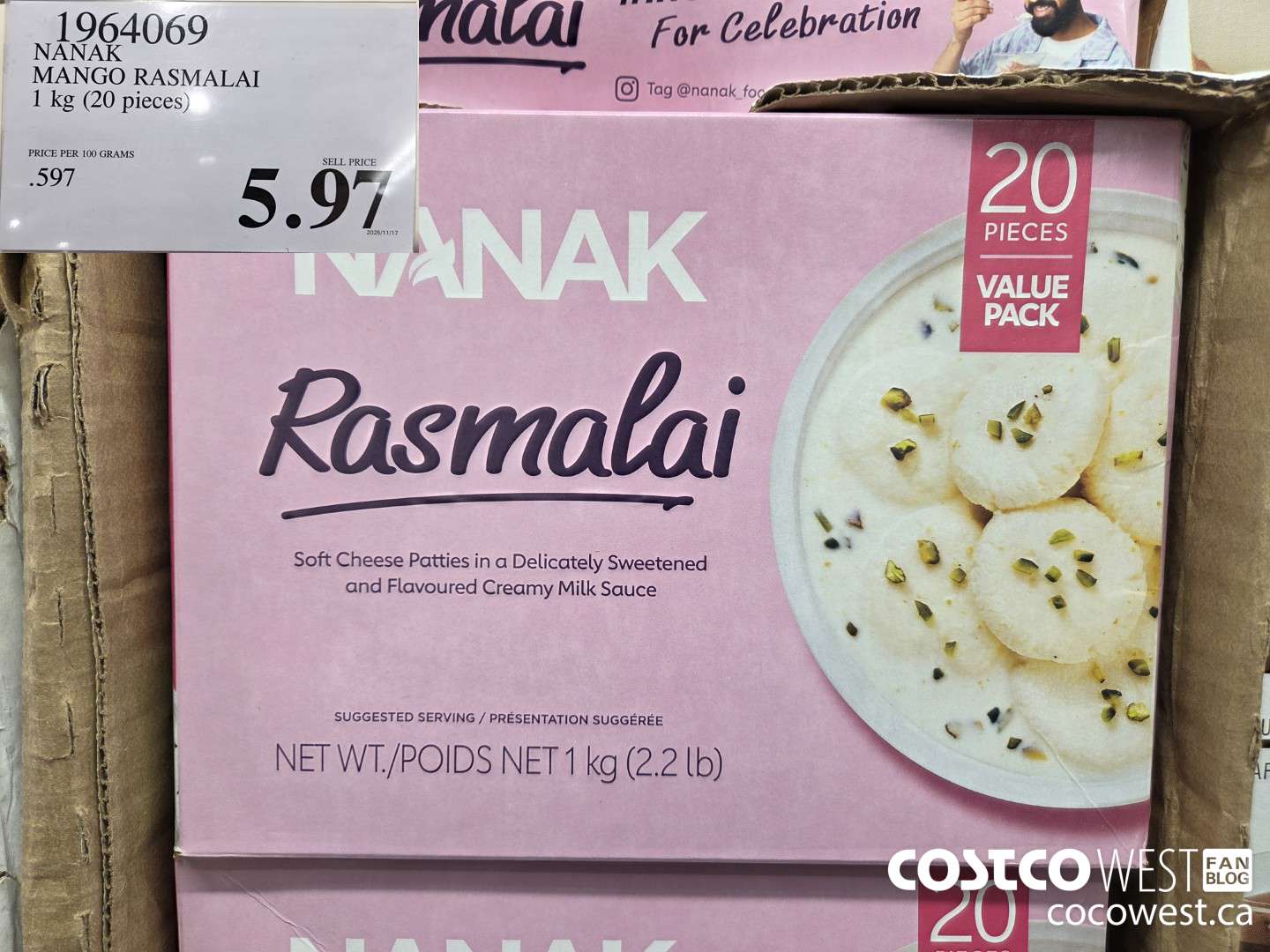 1964069 NANAK MANGO RASMALAI 1KG (20 PIECES) $5.97