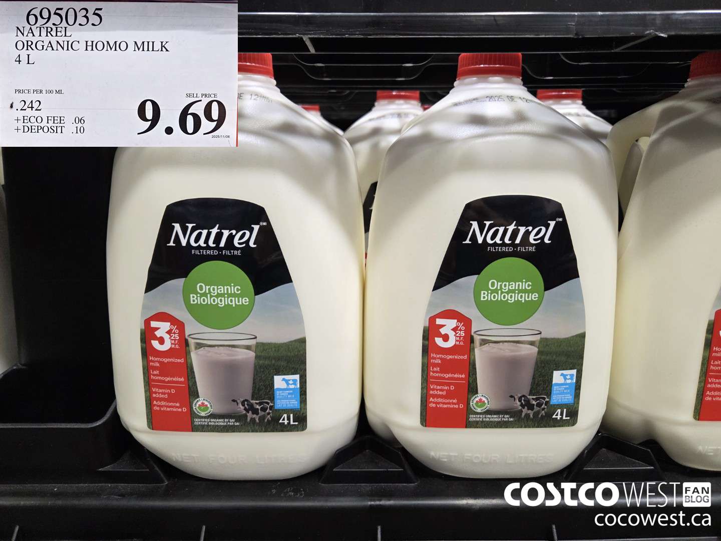 695035 NATREL ORGANIC HOMO MILK 4L $9.69