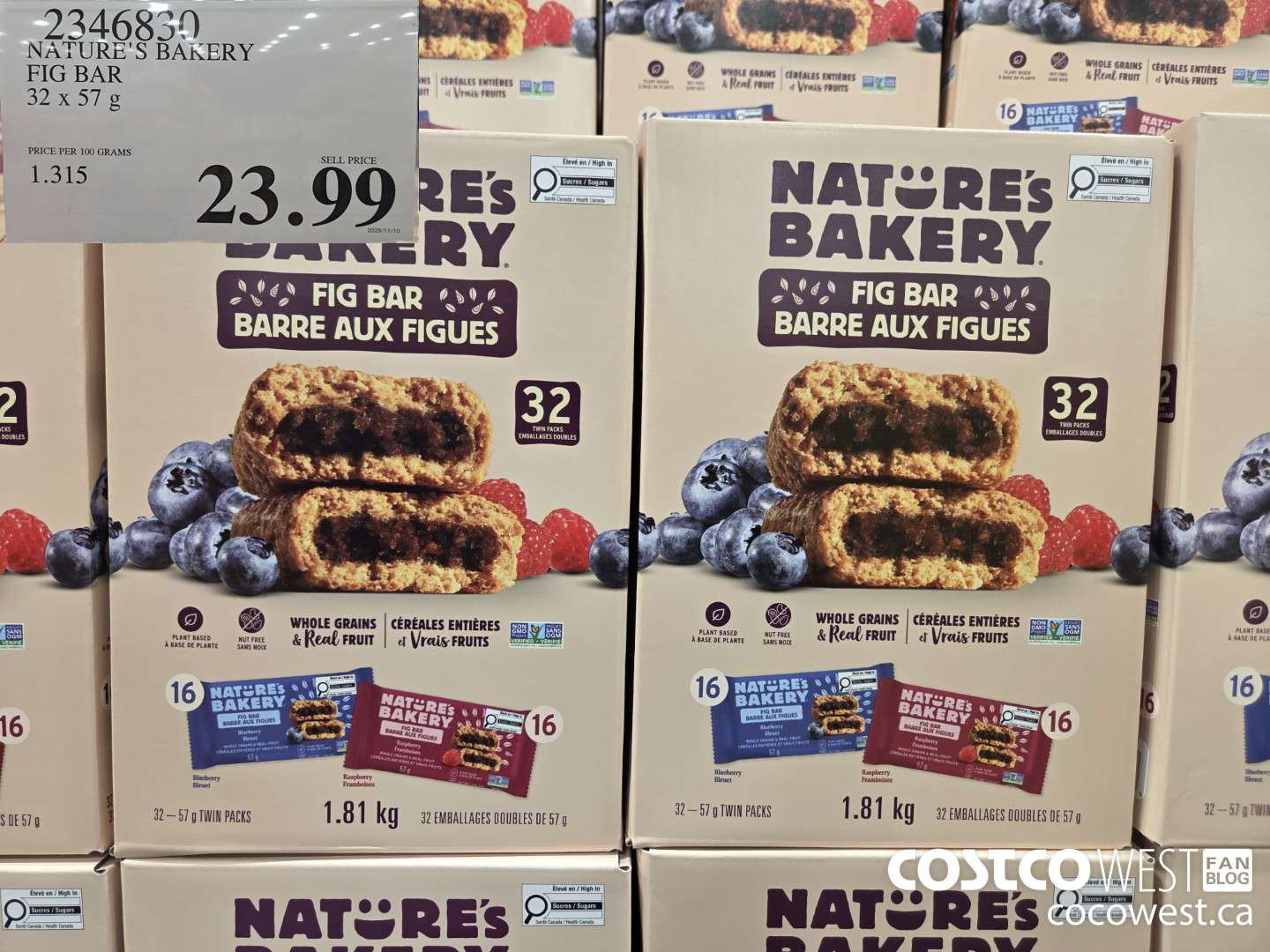 2346830 NATURE'S BAKERY FIG BAR 32 x 57 g $23.99