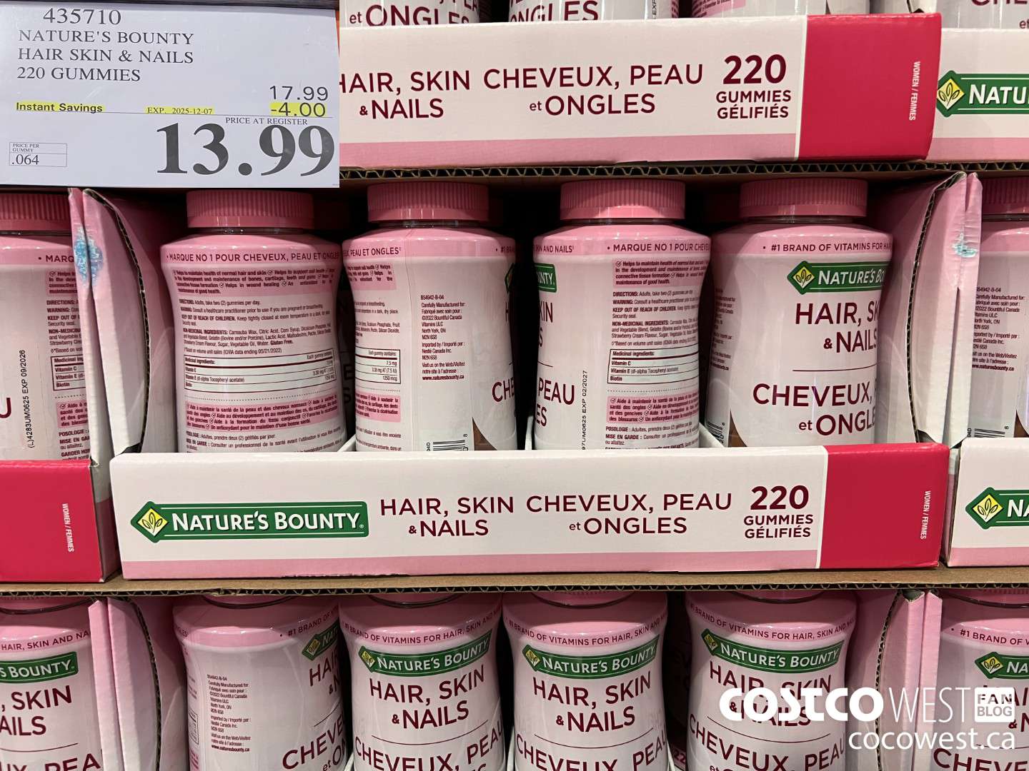 435710 NATURE'S BOUNTY HAIR SKIN & NAILS 220 GUMMIES ($4.00 INSTANT SAVINGS EXPIRES ON 2025-12-07) $13.99