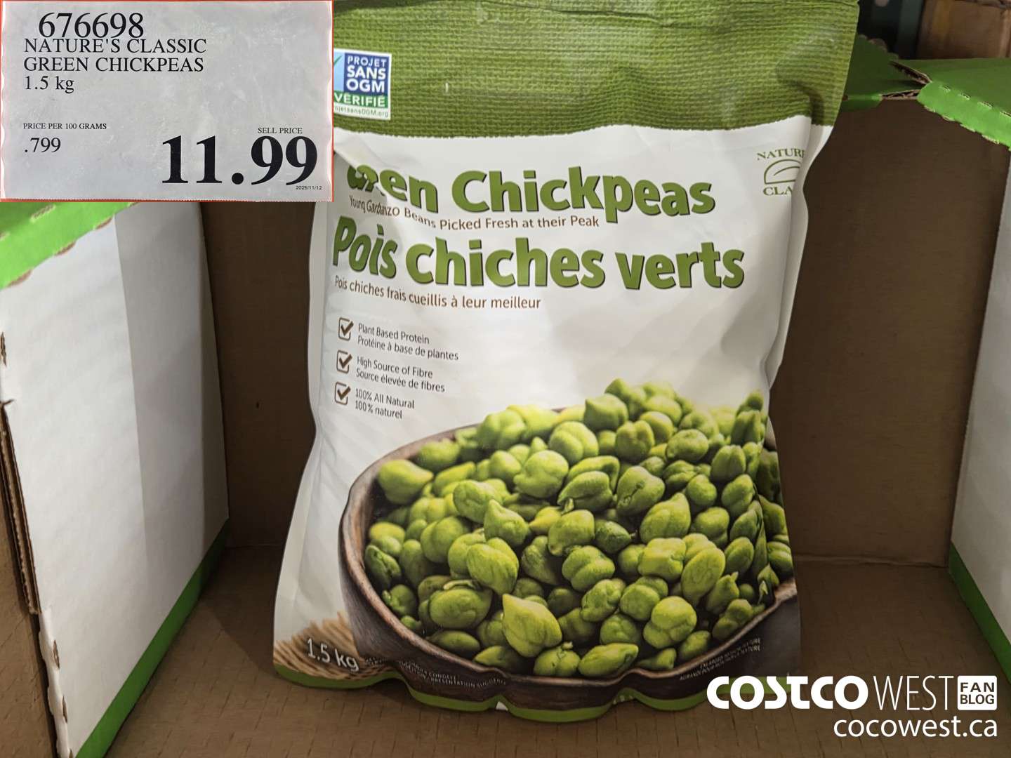 676698 NATURE'S CLASSIC GREEN CHICKPEAS 1.5 kg $11.99