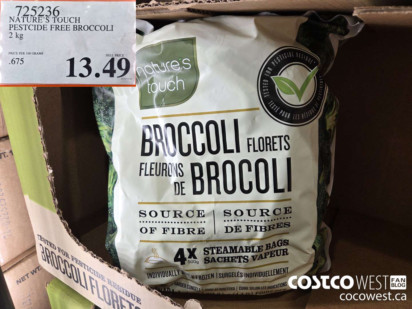 725236 NATURE'S TOUCH PESTCIDE FREE BROCCOLI 2 kg $13.49