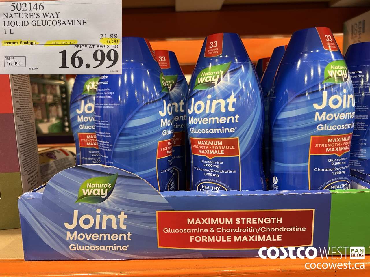 502146 NATURE'S WAY LIQUID GLUCOSAMINE 1 L ($5.00 INSTANT SAVINGS EXPIRES ON 2025-11-23) $16.99