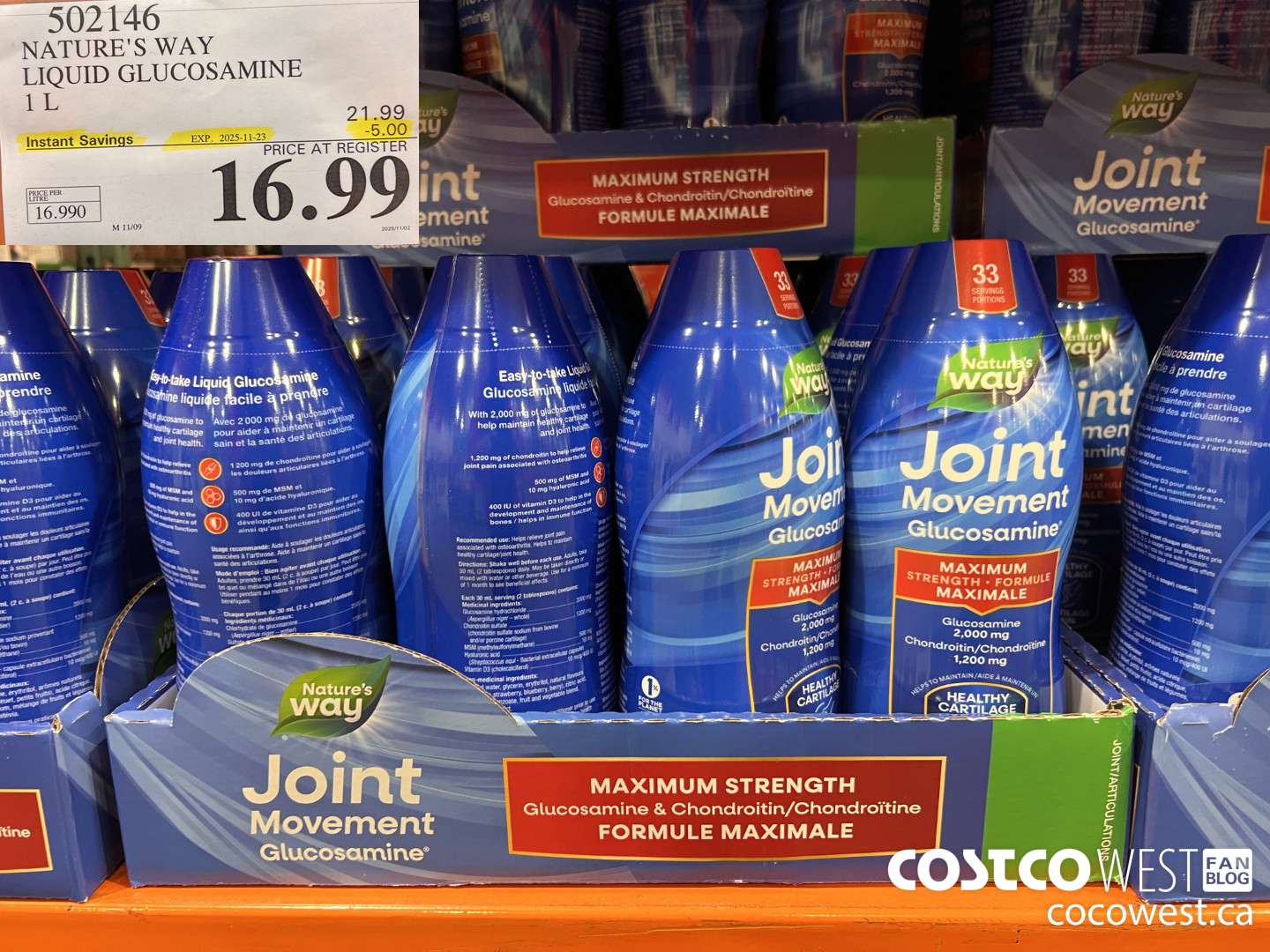 502146 NATURE'S WAY LIQUID GLUCOSAMINE 1 L ($5.00 INSTANT SAVINGS EXPIRES ON 2025-11-23) $16.99