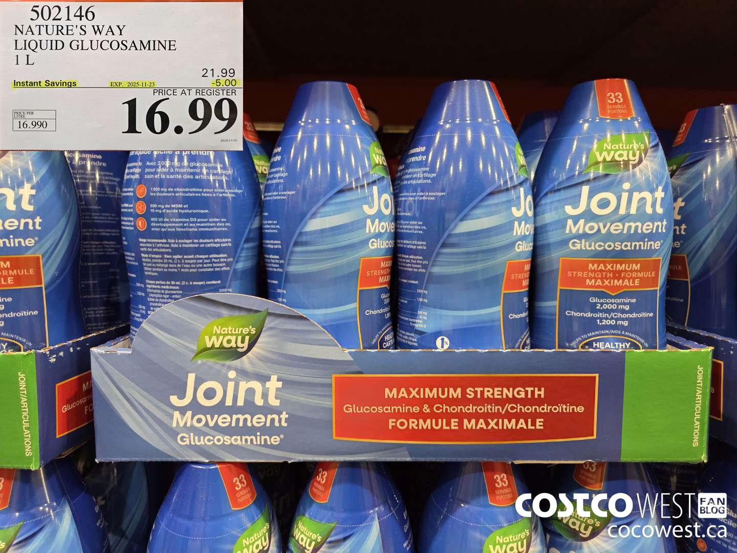 502146 NATURE'S WAY LIQUID GLUCOSAMINE 1 L ($5.00 INSTANT SAVINGS EXPIRES ON 2025-11-23) $16.99