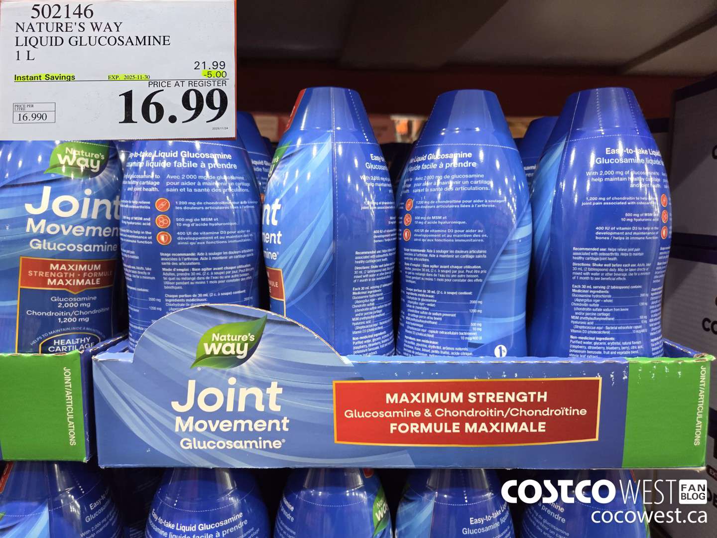 502146 NATURE'S WAY LIQUID GLUCOSAMINE 1 L ($5.00 INSTANT SAVINGS EXPIRES ON 2025-11-30) $16.99