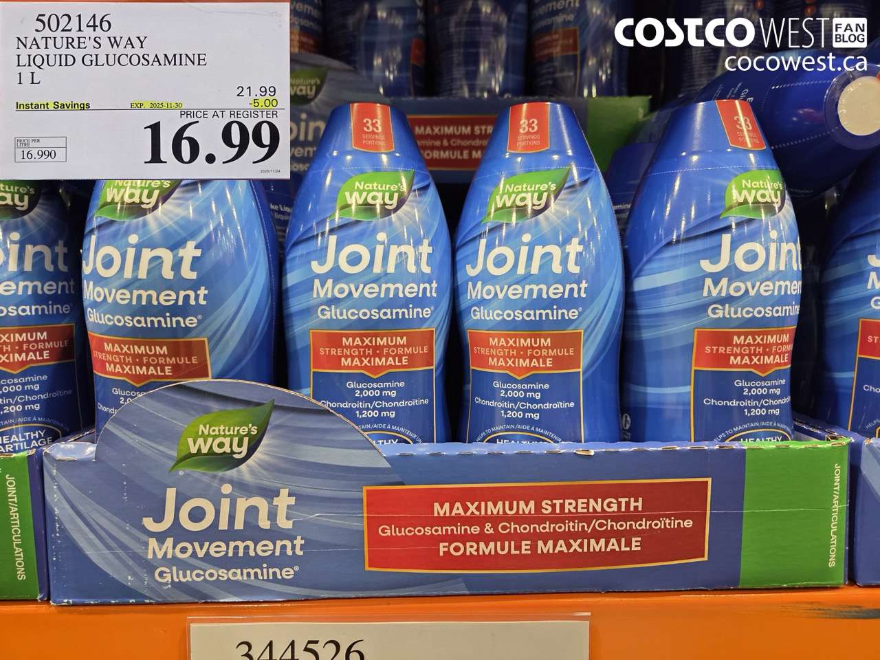 502146 NATURE'S WAY LIQUID GLUCOSAMINE 1 L ($5.00 INSTANT SAVINGS EXPIRES ON 2025-11-30) $16.99