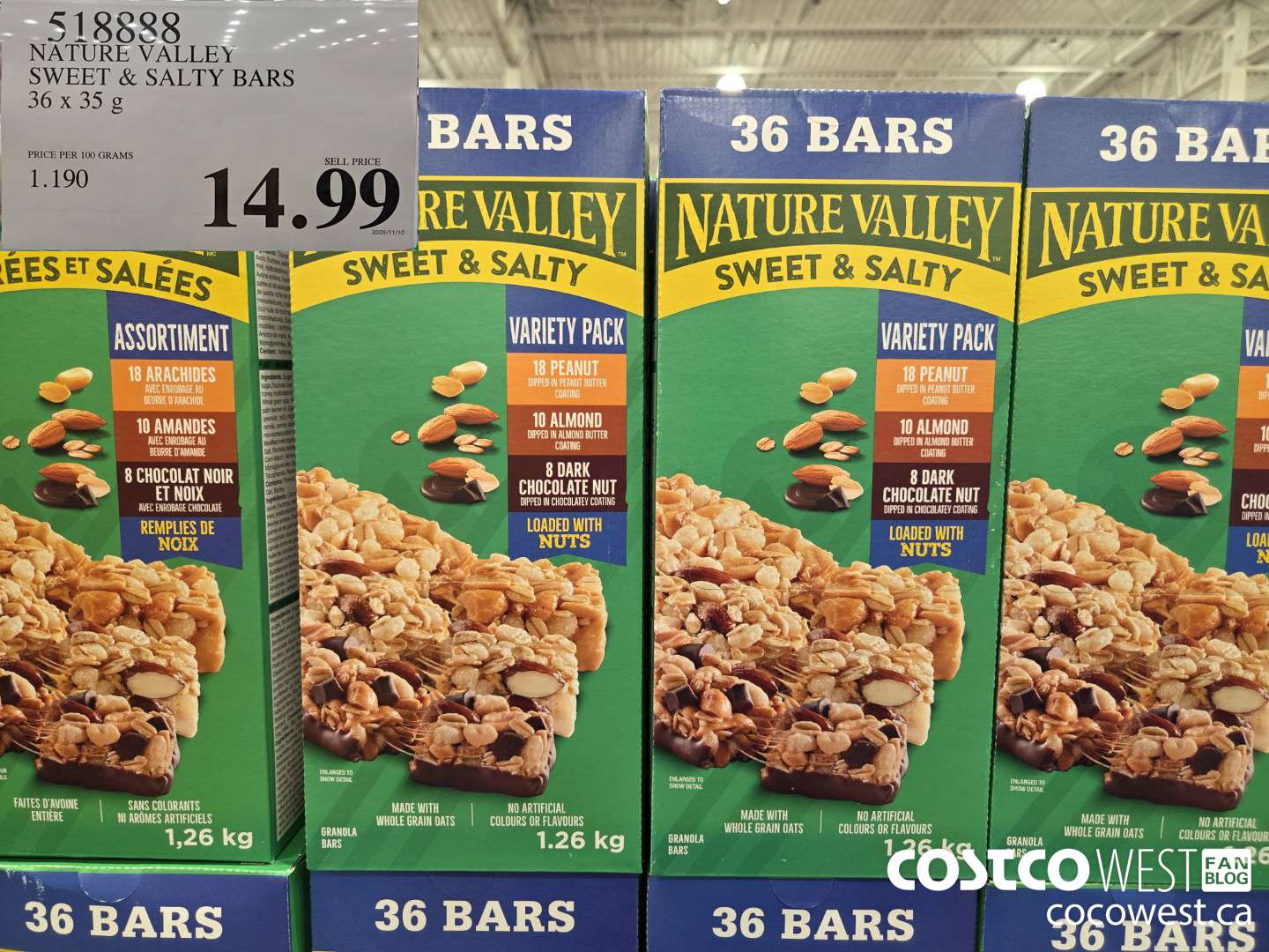 518888 NATURE VALLEY SWEET & SALTY BARS 36 x 35 g $14.99