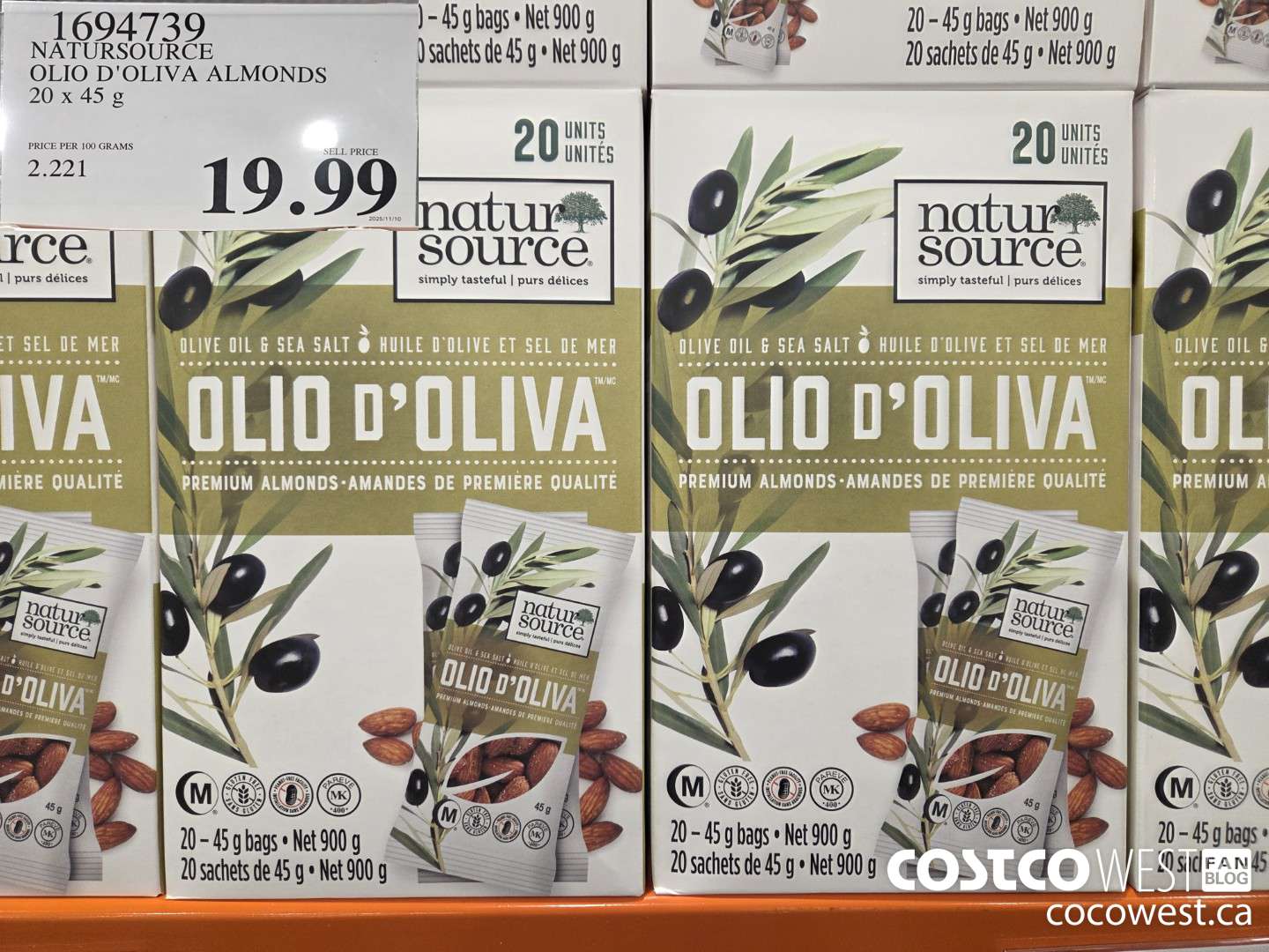 1694739 NATURSOURCE OLIO D'OLIVA ALMONDS 20 X 45 G $19.99