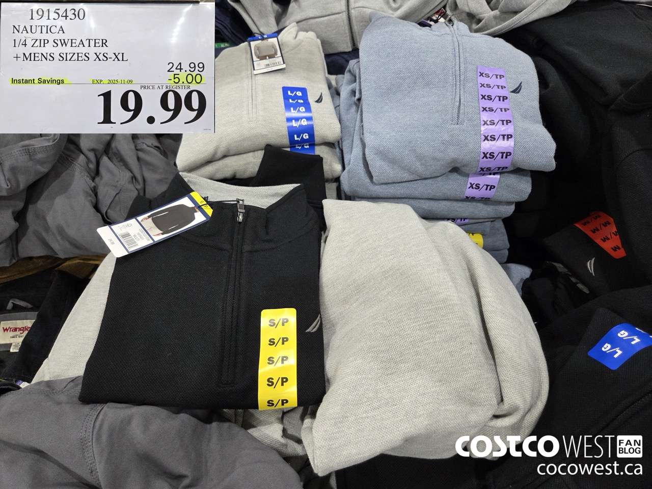 1915430 NAUTICA 1/4 ZIP SWEATER MENS SIZES XS-XL ($5.00 INSTANT SAVINGS EXPIRES ON 2025-11-09) $19.99