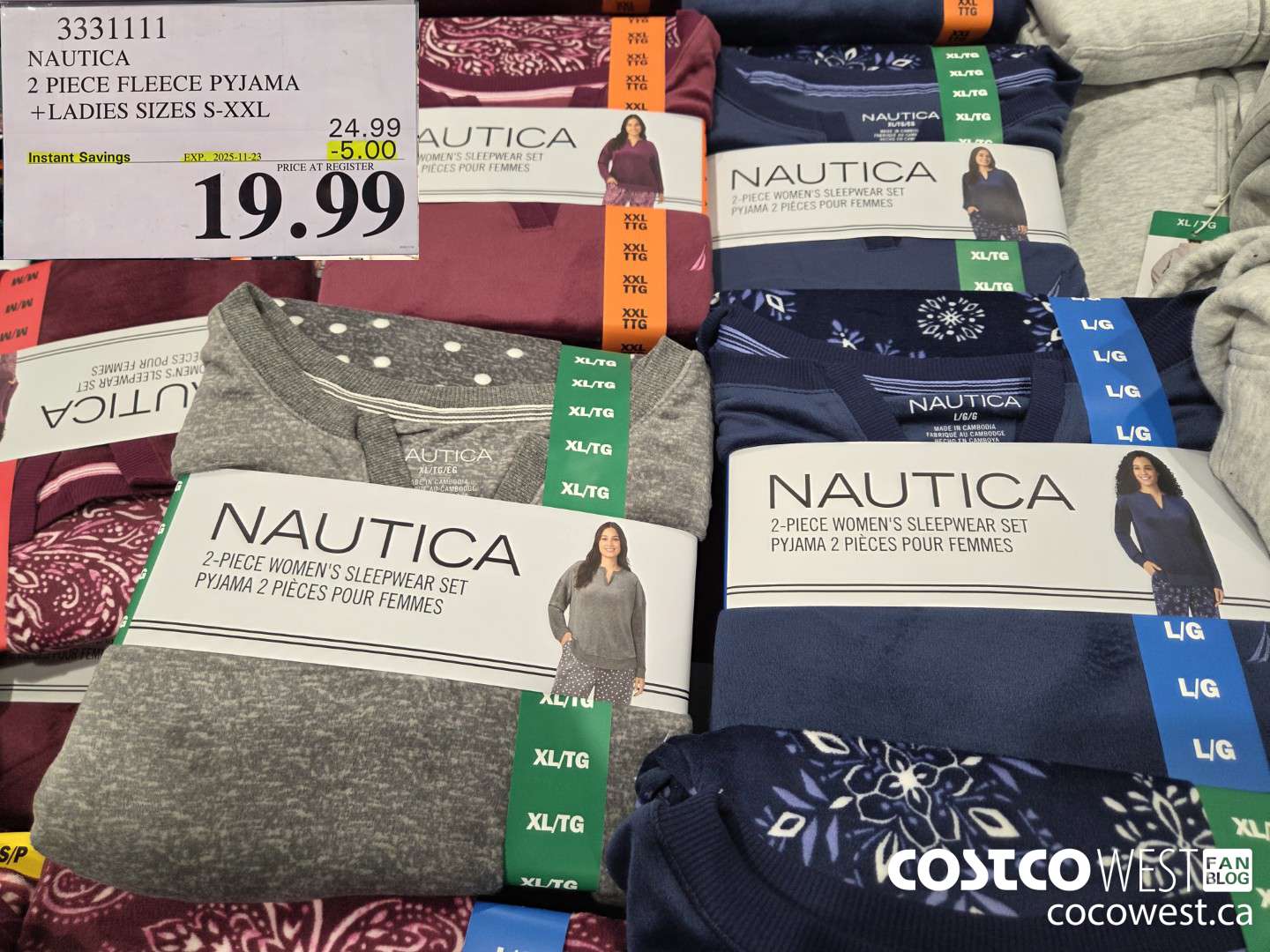 3331111 NAUTICA 2 PIECE FLEECE PYJAMA LADIES SIZES S-XXL ($5.00 INSTANT SAVINGS EXPIRES ON 2025-11-23) $19.99