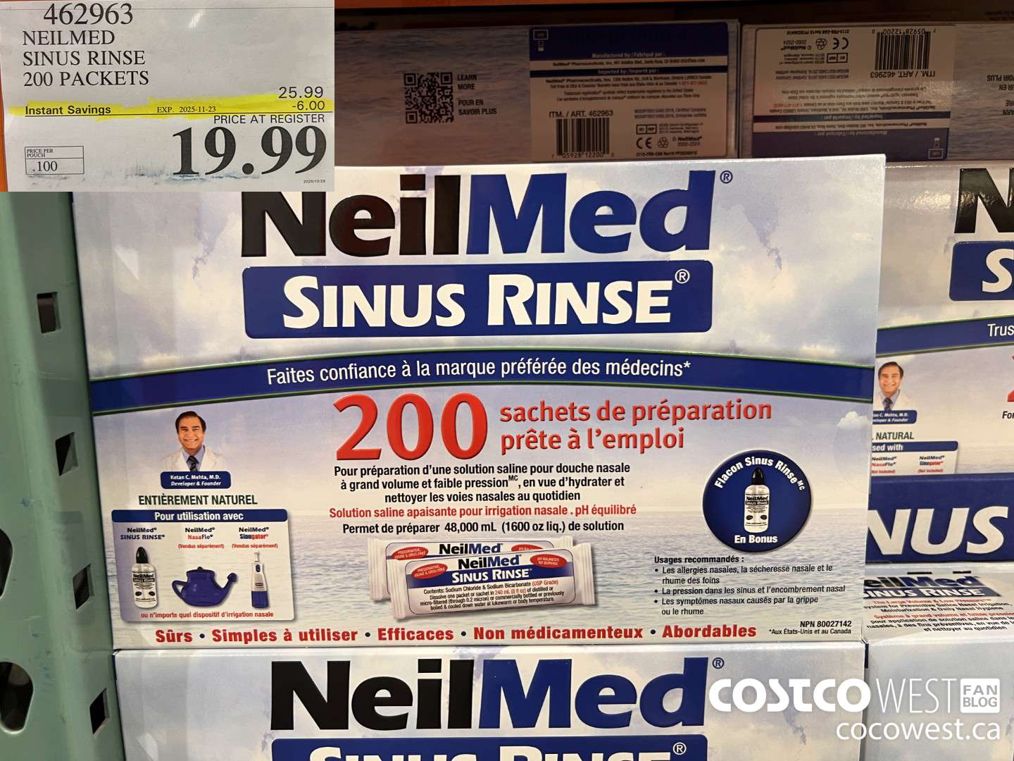 462963 NEILMED SINUS RINSE 200 PREMIXED PACKETS ($6.00 INSTANT SAVINGS EXPIRES ON 2025-11-23) $19.99