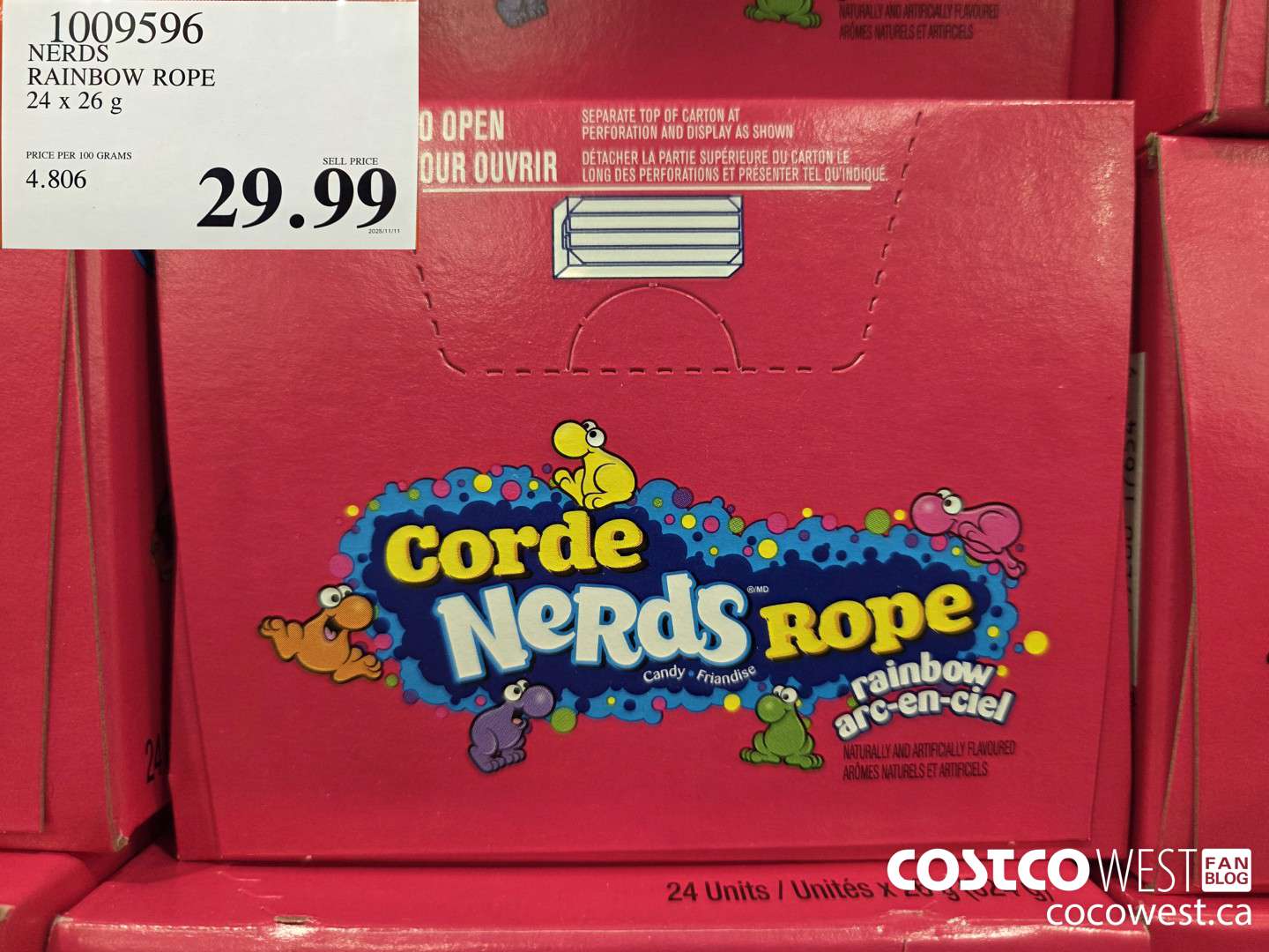 1009596 NERDS RAINBOW ROPE 24 x 26 g $29.99
