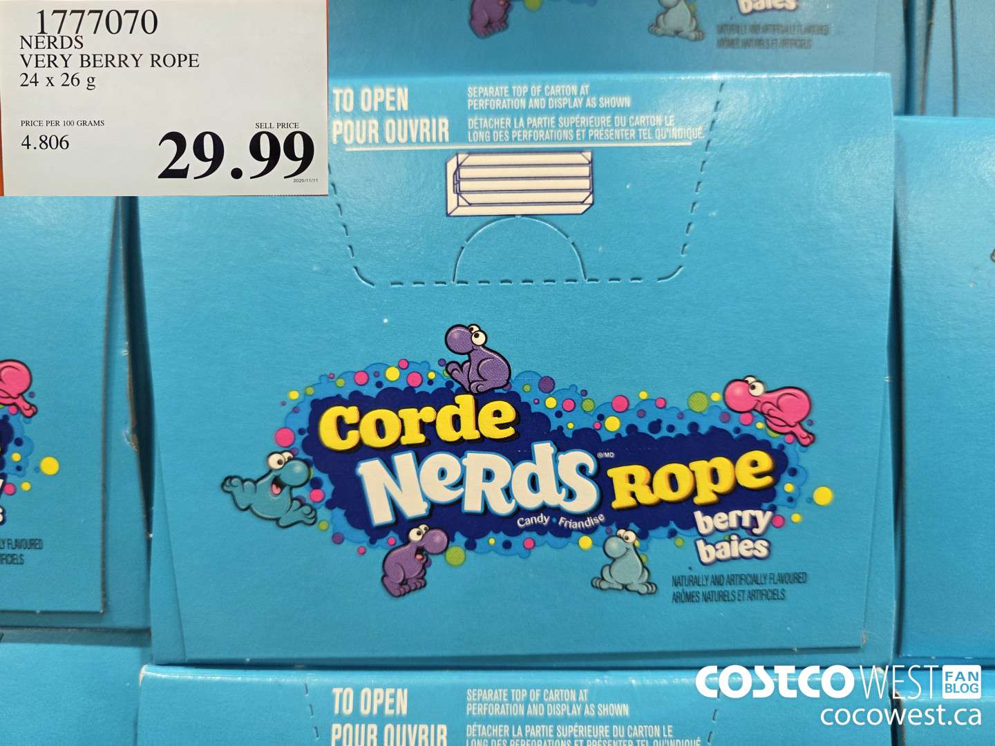 1777070 NERDS VERY BERRY ROPE 24 x 26 g  $29.99