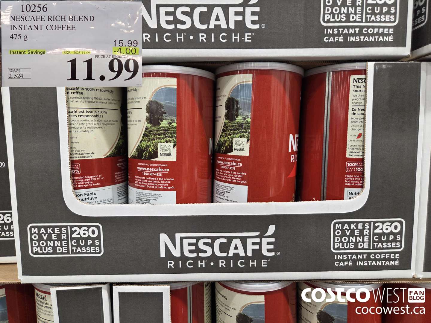 10256 NESCAFE RICH BLEND INSTANT COFFEE 475G ($4.00 INSTANT SAVINGS EXPIRES ON 2025-11-09) $11.99