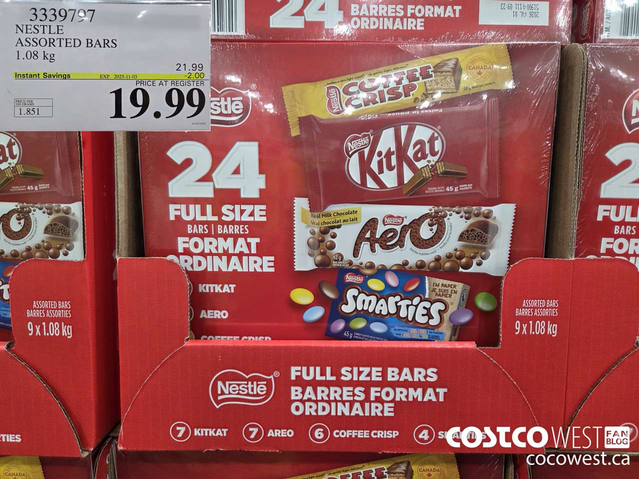 3339797 NESTLE ASSORTED BARS 1.08KG ($2.00 INSTANT SAVINGS EXPIRES ON 2025-11-03) $19.99