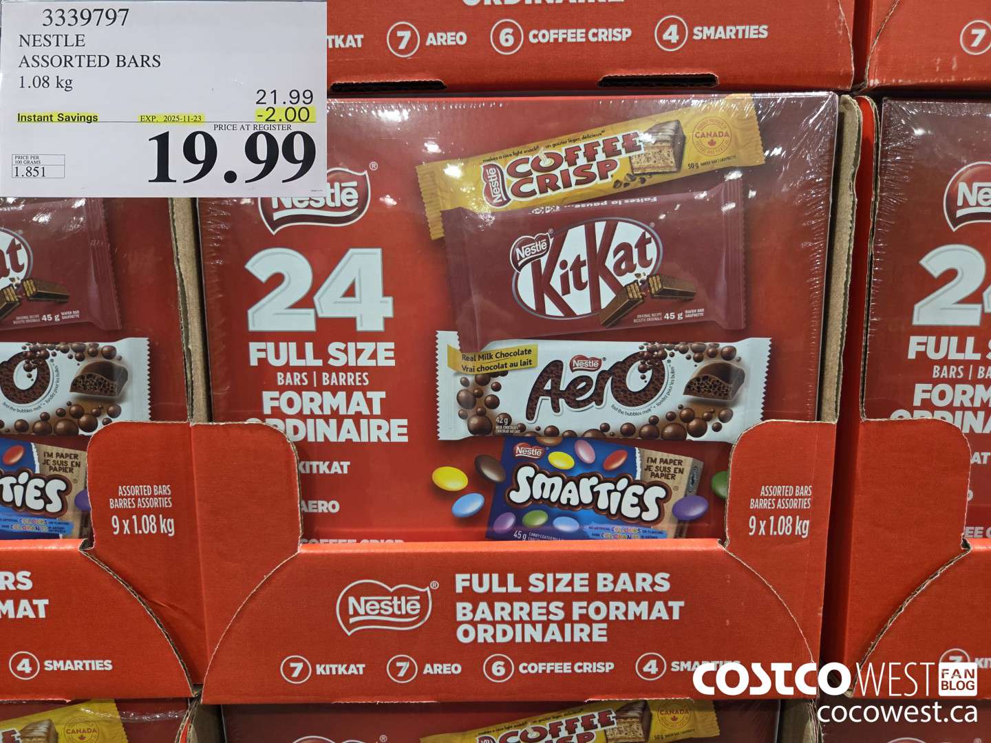 3339797 NESTLE ASSORTED BARS 1.08KG ($2.00 INSTANT SAVINGS EXPIRES ON 2025-11-23) $19.99