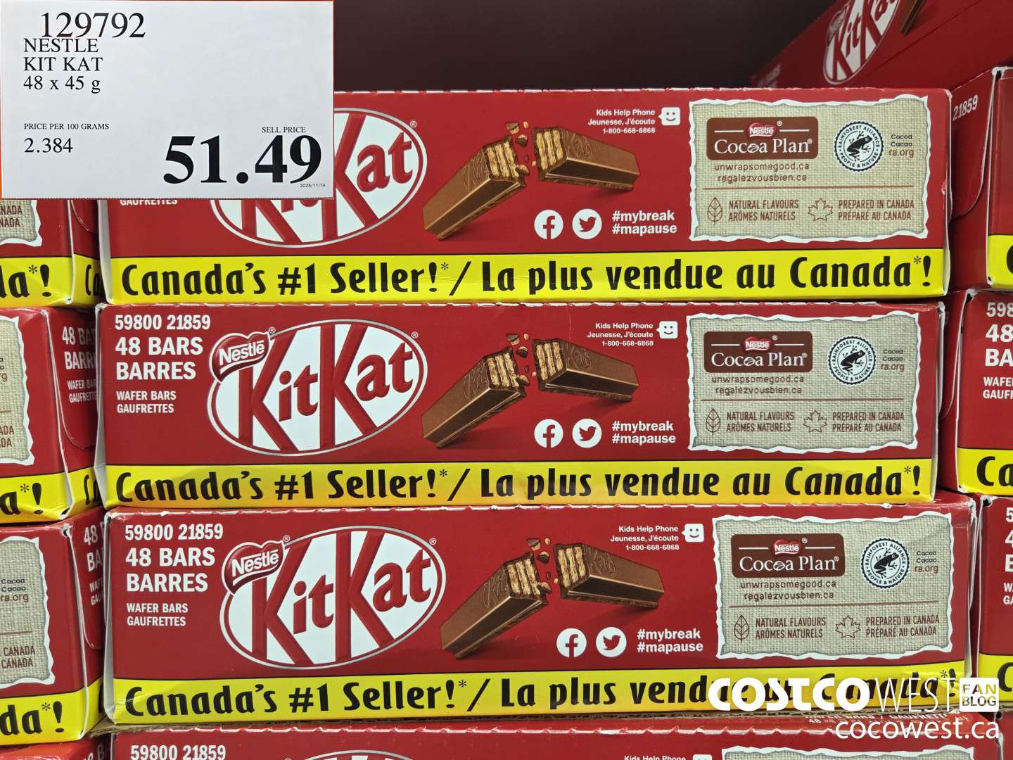 129792 NESTLE KIT KAT 48 x 45 9 $51.49