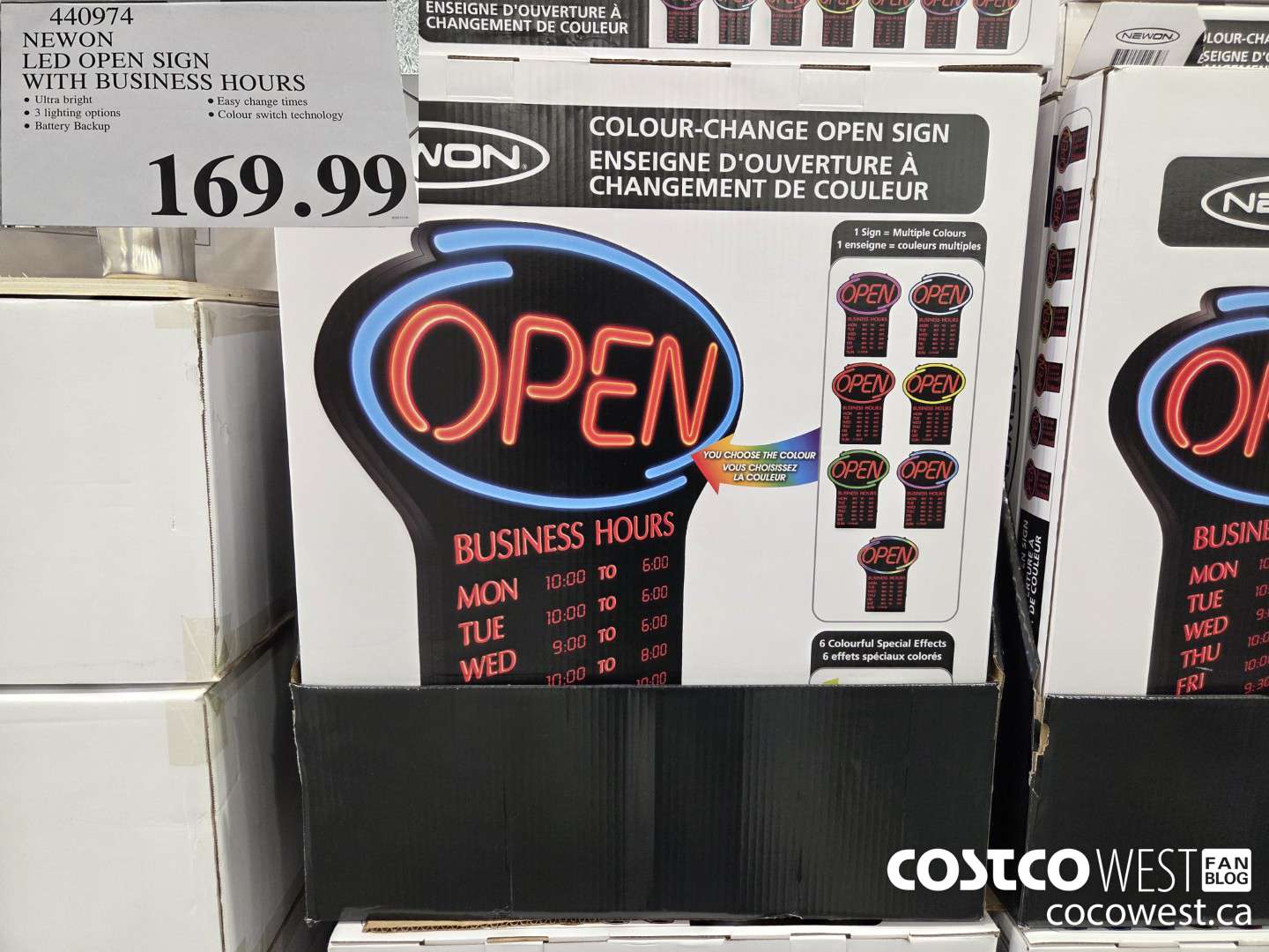 440974 NEWON LED OPEN SIGN with business hours $169.99