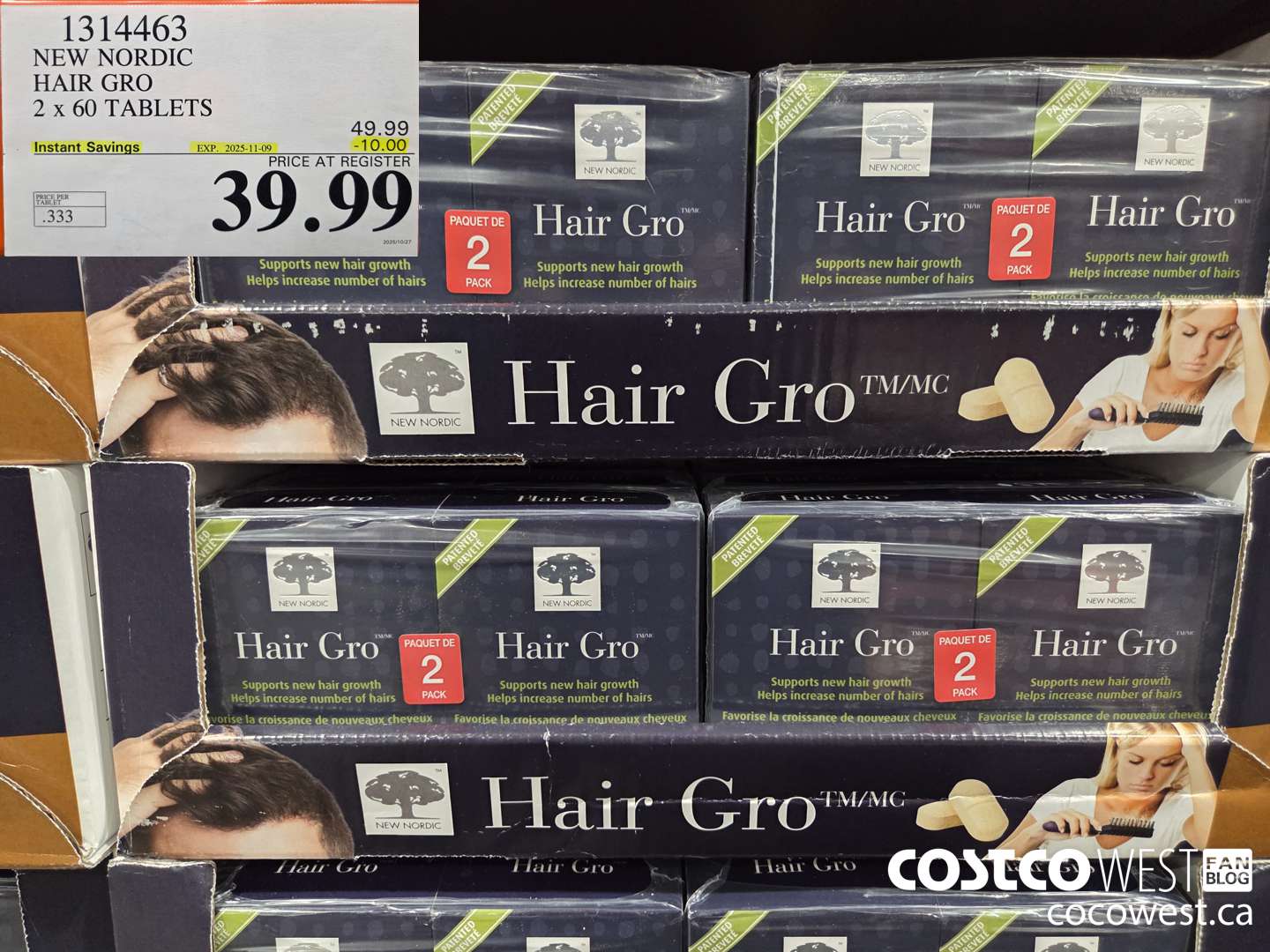 1314463 NEW NORDIC HAIR GRO 2 X 60 TABLETS ($10.00 INSTANT SAVINGS EXPIRES ON 2025-11-09) $39.99