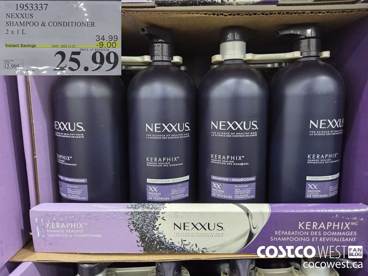 1953337 NEXXUS SHAMPOO & CONDITIONER 2 X 1L ($9.00 INSTANT SAVINGS EXPIRES ON 2025-11-23) $25.99