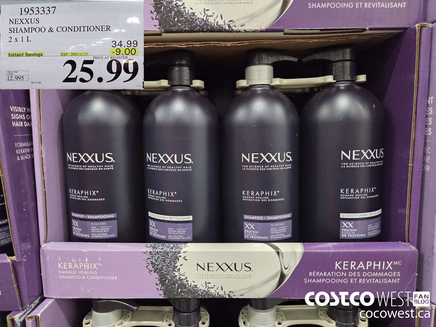 1953337 NEXXUS SHAMPOO & CONDITIONER 2 X 1L ($9.00 INSTANT SAVINGS EXPIRES ON 2025-11-23) $25.99