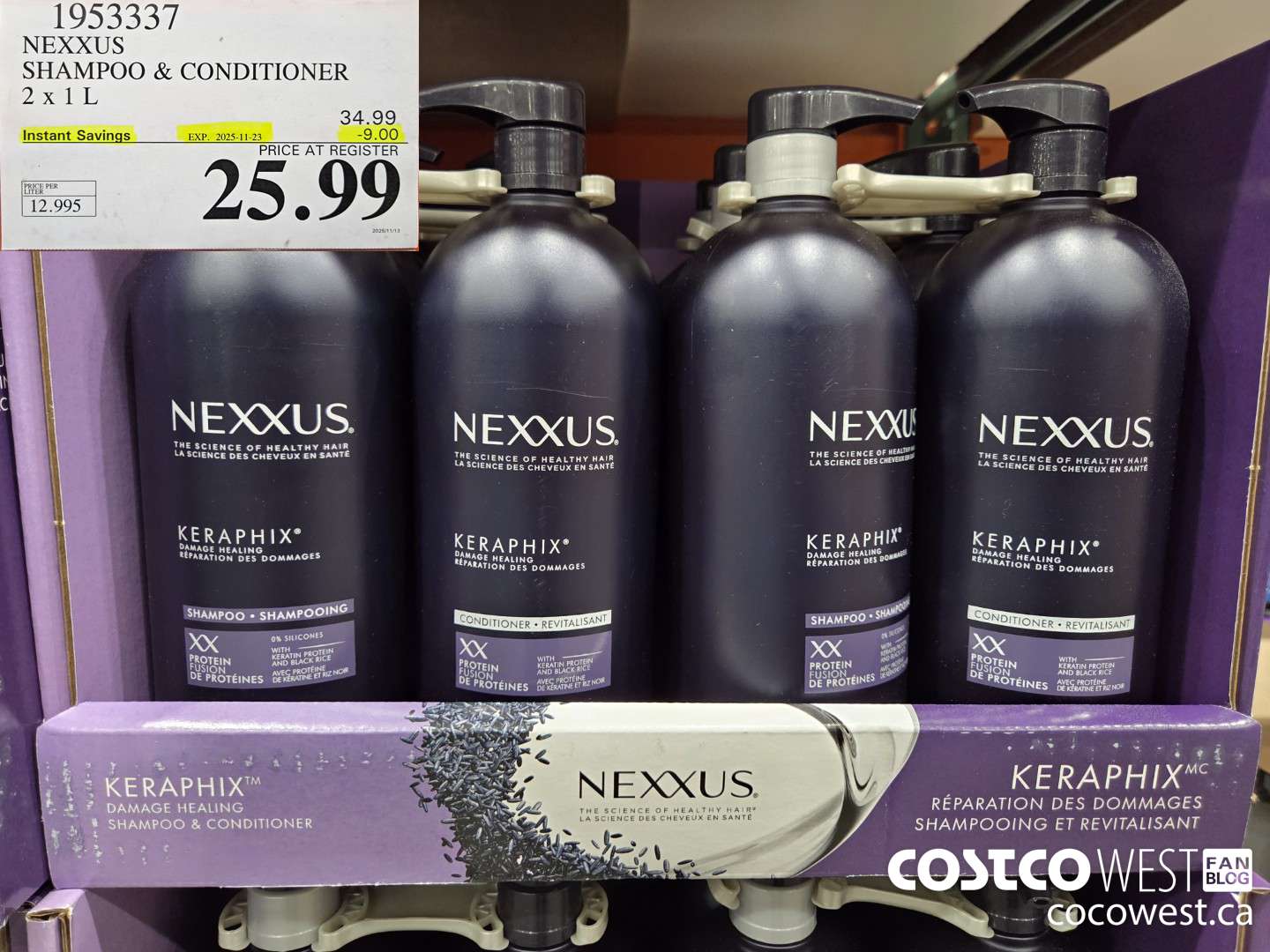 1953337 NEXXUS SHAMPOO & CONDITIONER 2 X 1L ($9.00 INSTANT SAVINGS EXPIRES ON 2025-11-23) $25.99
