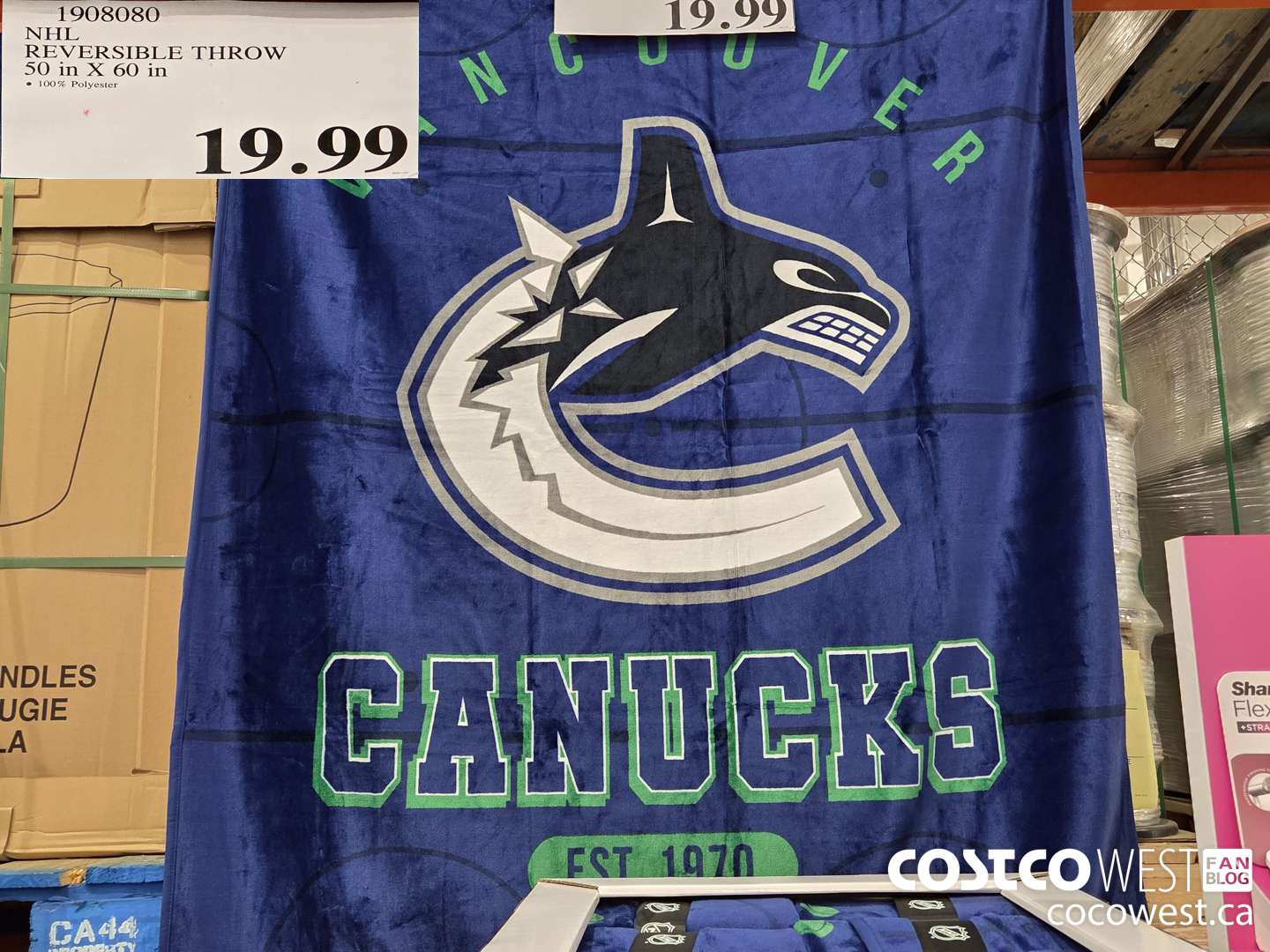 1908080 NHL REVERSIBLE THROW 50 IN X 60 IN $19.99
