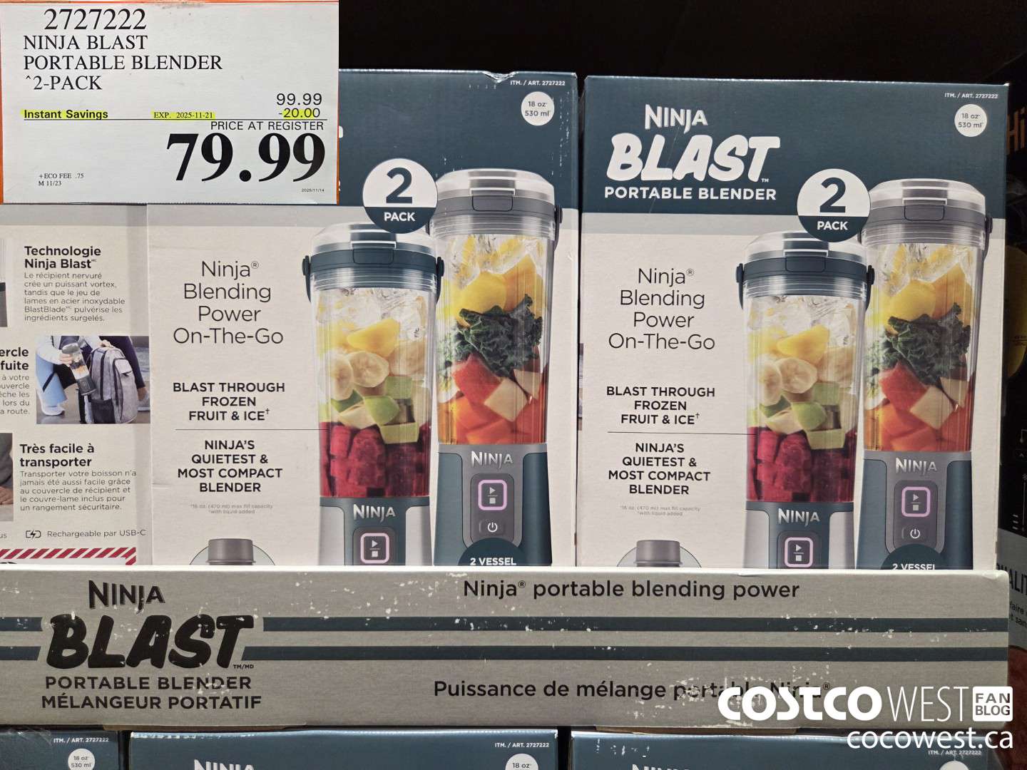 2727222 NINJA BLAST PORTABLE BLENDER TWO UNITS ($20.00 INSTANT SAVINGS EXPIRES ON 2025-11-21) $79.99