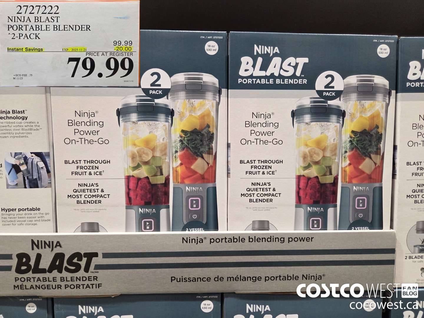 2727222 NINJA BLAST PORTABLE BLENDER TWO UNITS ($20.00 INSTANT SAVINGS EXPIRES ON 2025-11-21) $79.99