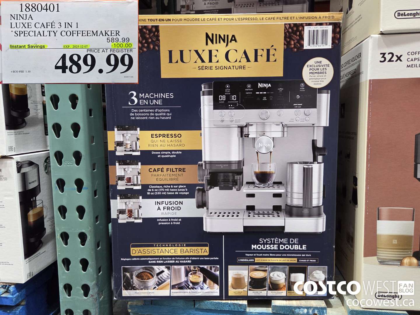 1880401 NINJA LUXE CAFE 3 IN 1 SPECIALTY COFFEEMAKER ($100.00 INSTANT SAVINGS EXPIRES ON 2025-12-07) $489.99