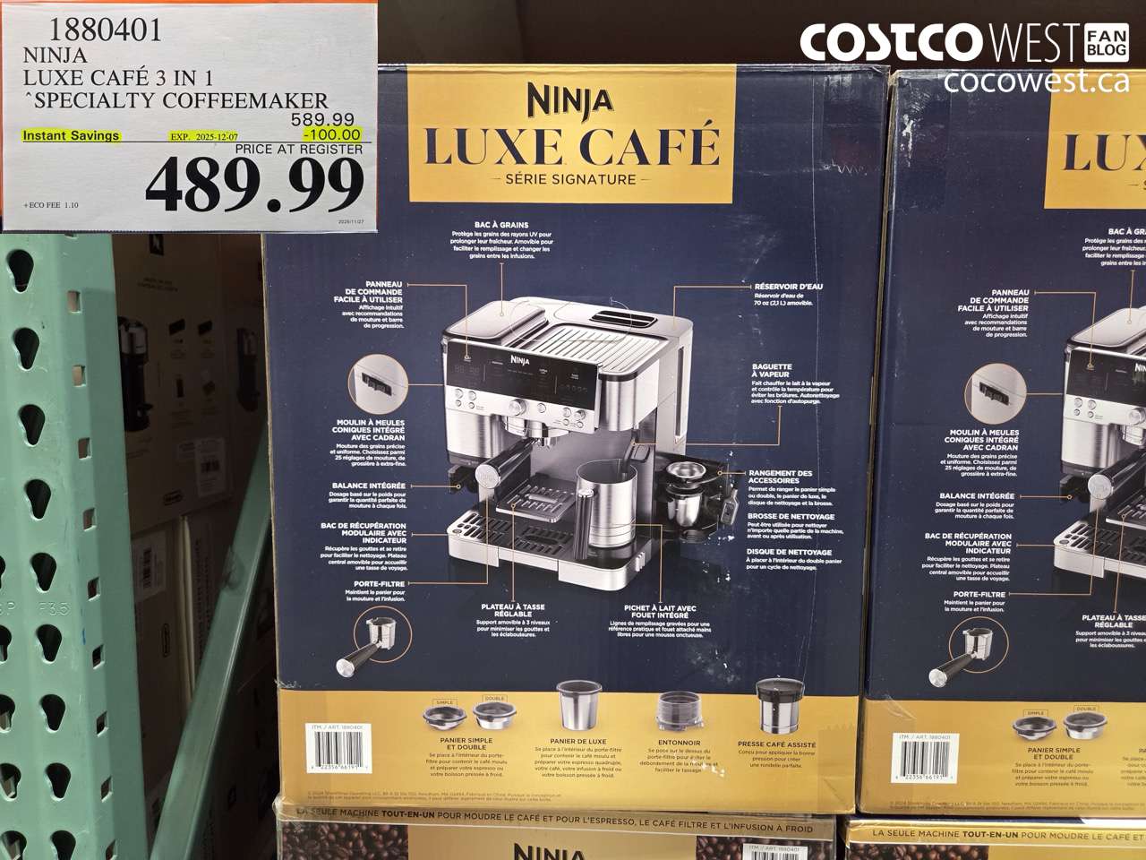 1880401 NINJA LUXE CAFE 3 IN 1 SPECIALTY COFFEEMAKER ($100.00 INSTANT SAVINGS EXPIRES ON 2025-12-07) $489.99