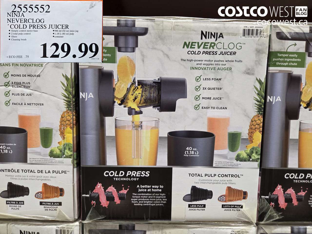 2555552 NINJA NEVERCLOG COLD PRESS JUICER $129.99