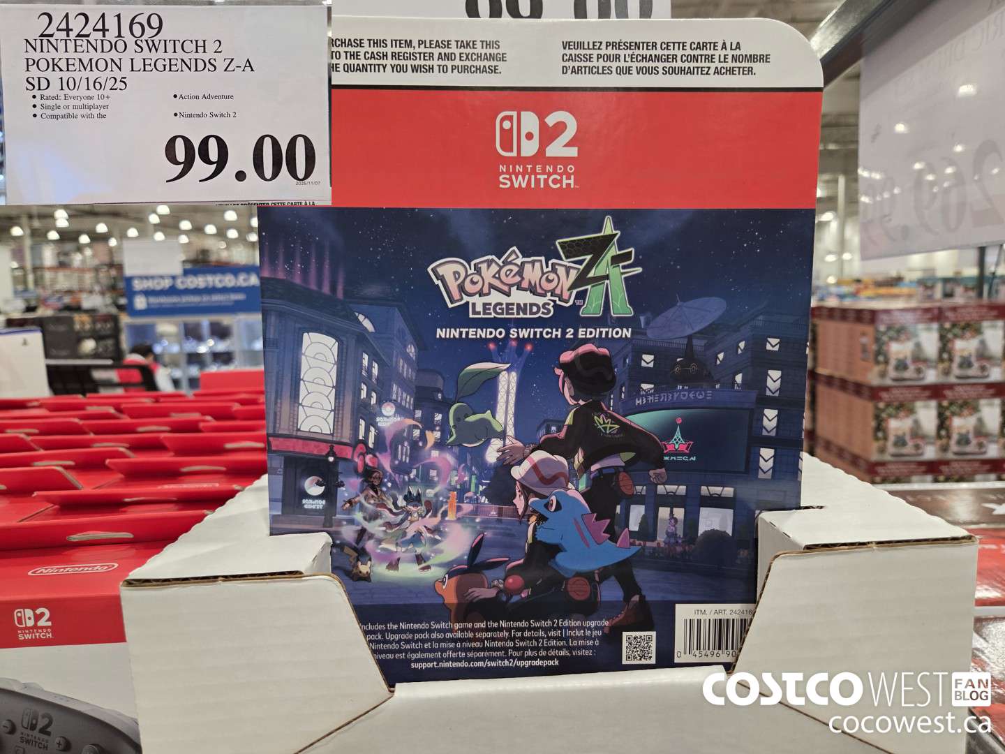2424169 NINTENDO SWITCH 2 POKEMON LEGENDS Z-A SD 10/16/25 $99.00