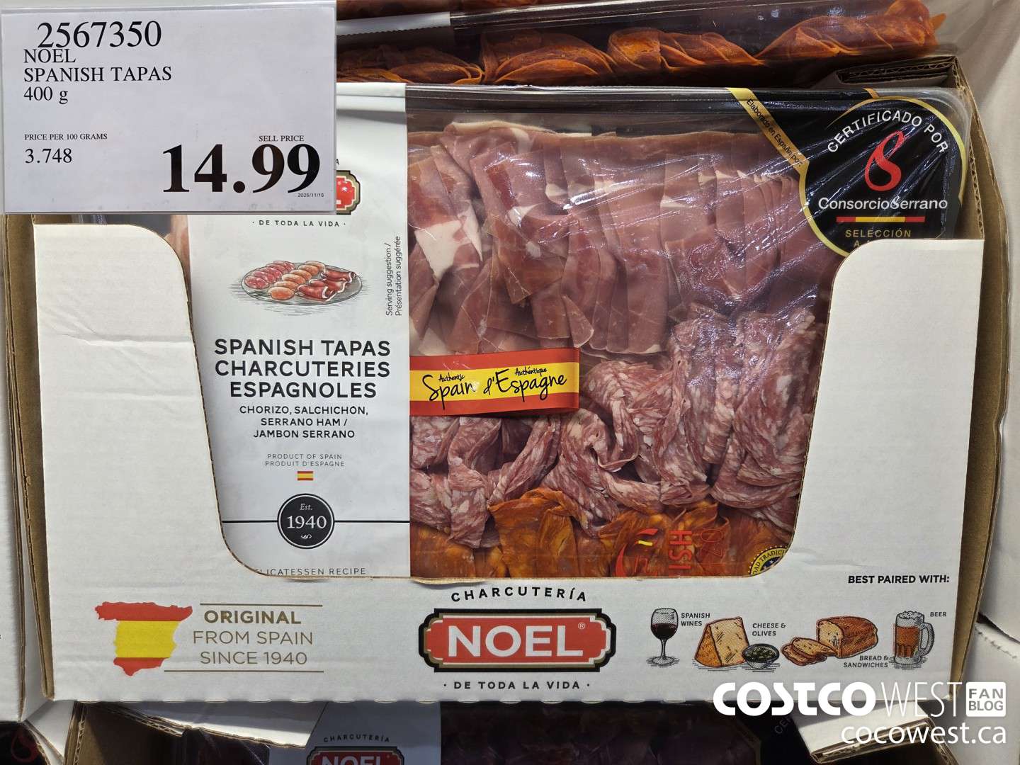2567350 NOEL SPANISH TAPAS 400G $14.99
